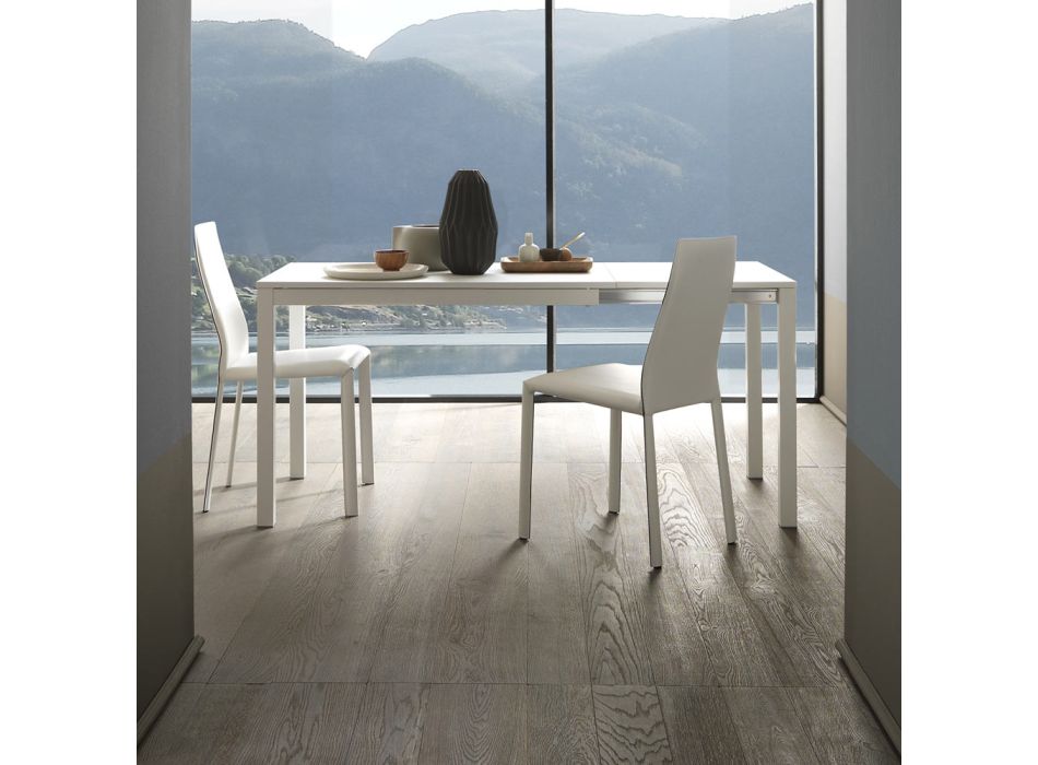 Rozkładany stół do jadalni 190 cm z metalu i drewna Made in Italy - Euclidean Viadurini