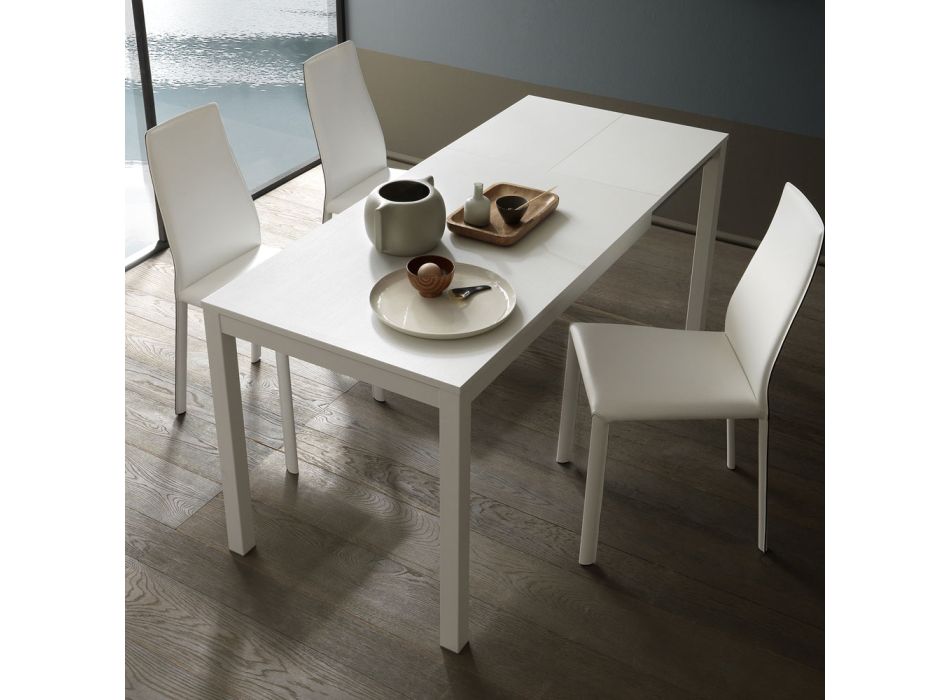 Rozkładany stół do jadalni 190 cm z metalu i drewna Made in Italy - Euclidean Viadurini