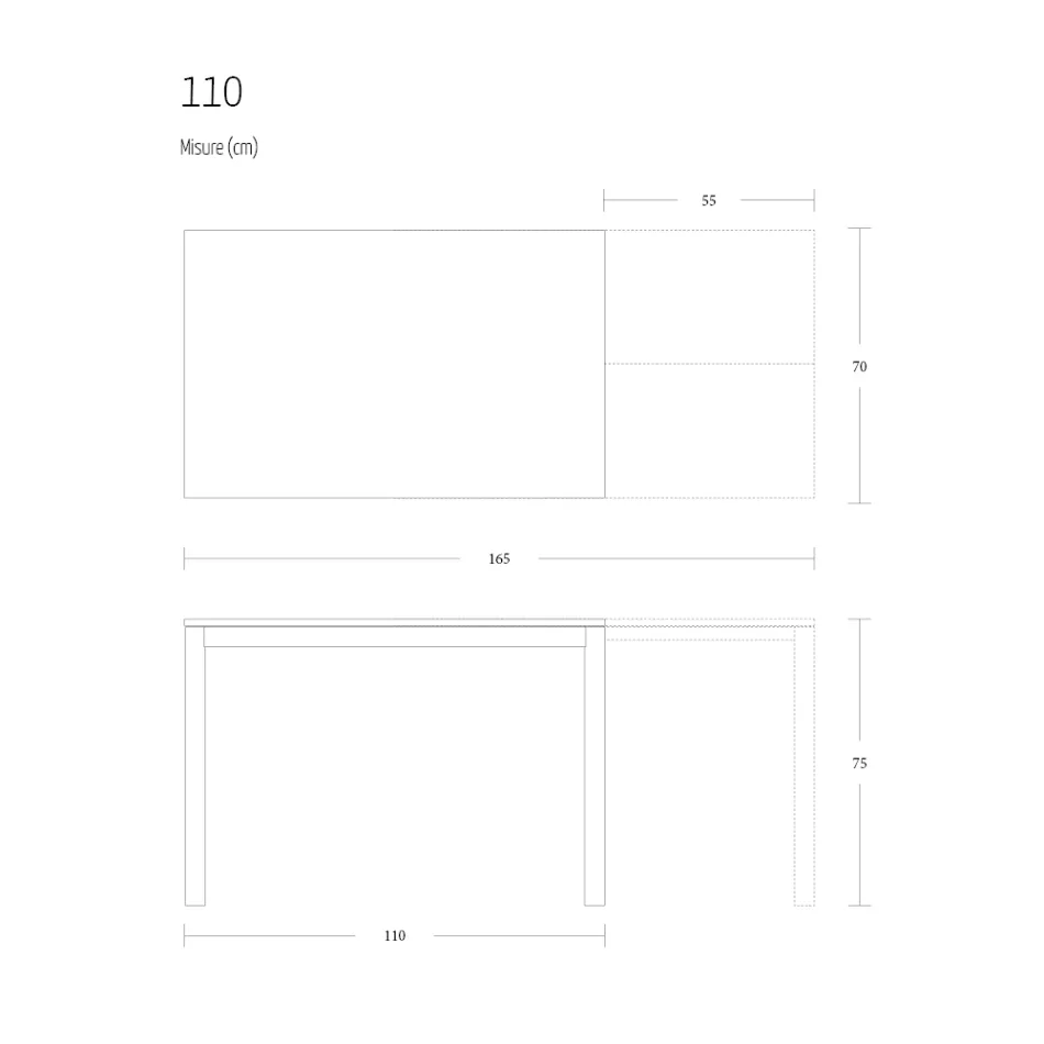 Rozkładany stół do jadalni 190 cm z metalu i drewna Made in Italy - Euclidean Viadurini