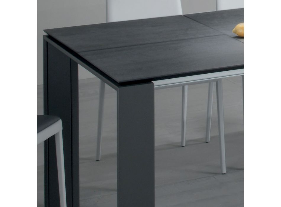 Stół do jadalni rozkładany do 2,8 m metalowy i matowy blat ceramiczny - Rashid Viadurini