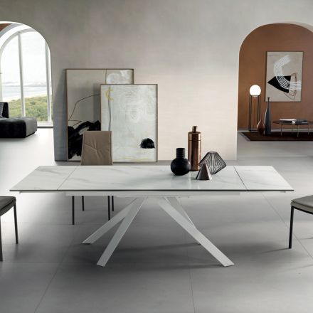 Stół do jadalni rozkładany do 240 cm efekt marmuru i metalowa konstrukcja - Yvan Viadurini