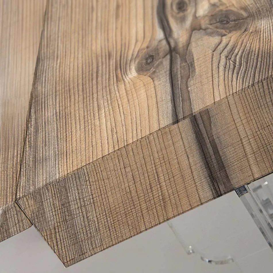 Stół rozkładany do 255 cm z pleksiglasu i drewna Made in Italy - Francoise Viadurini