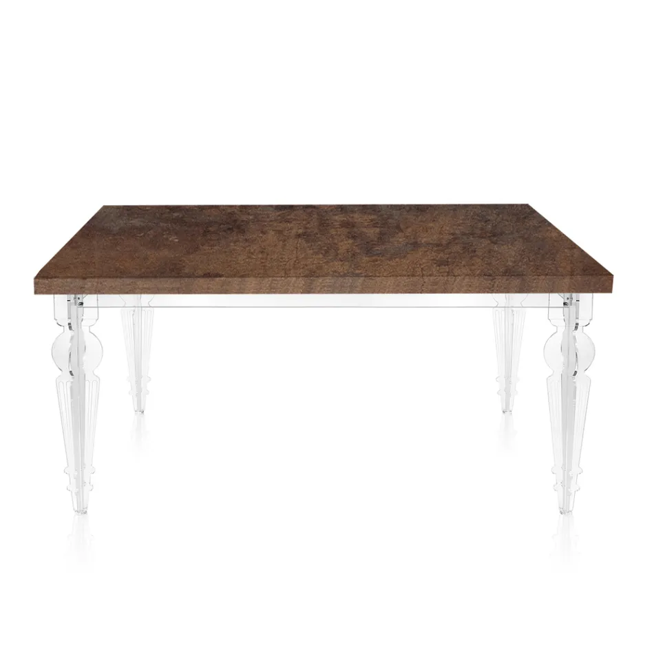 Stół rozkładany do 255 cm z pleksiglasu i drewna Made in Italy - Francoise Viadurini