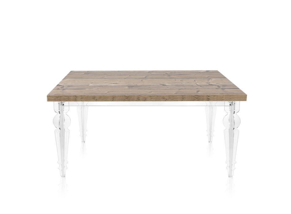 Rozkładany stół jadalny do 255 cm z pleksiglasu i drewna Made in Italy - Francoise Viadurini