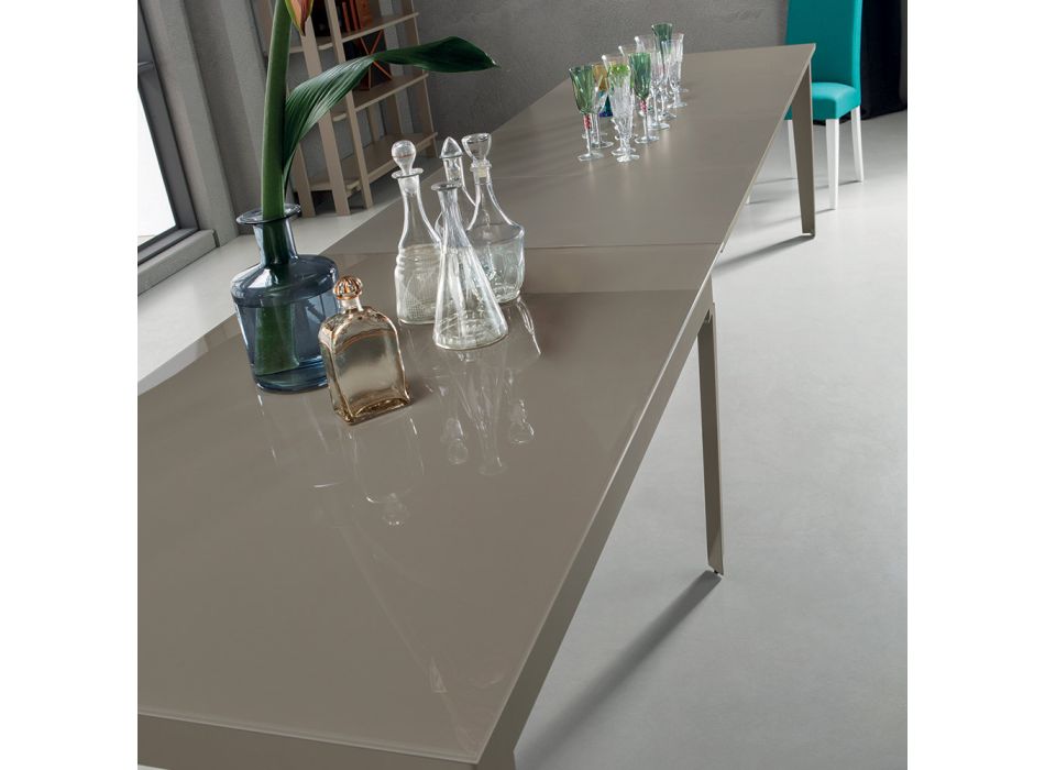 Stół do jadalni rozkładany do 380 cm ze szkła i metalu na 16 miejsc - Fiorentino Viadurini