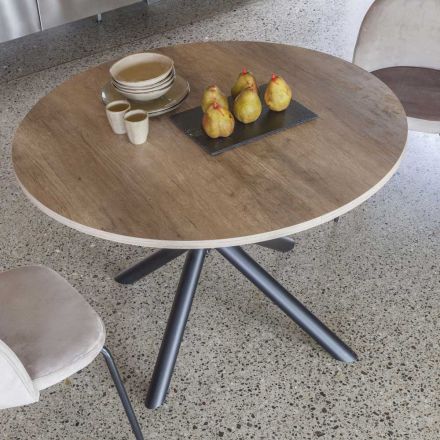 Rozkładany stół do jadalni do 165 cm ze stali i drewna melaminowego - Veneto Viadurini