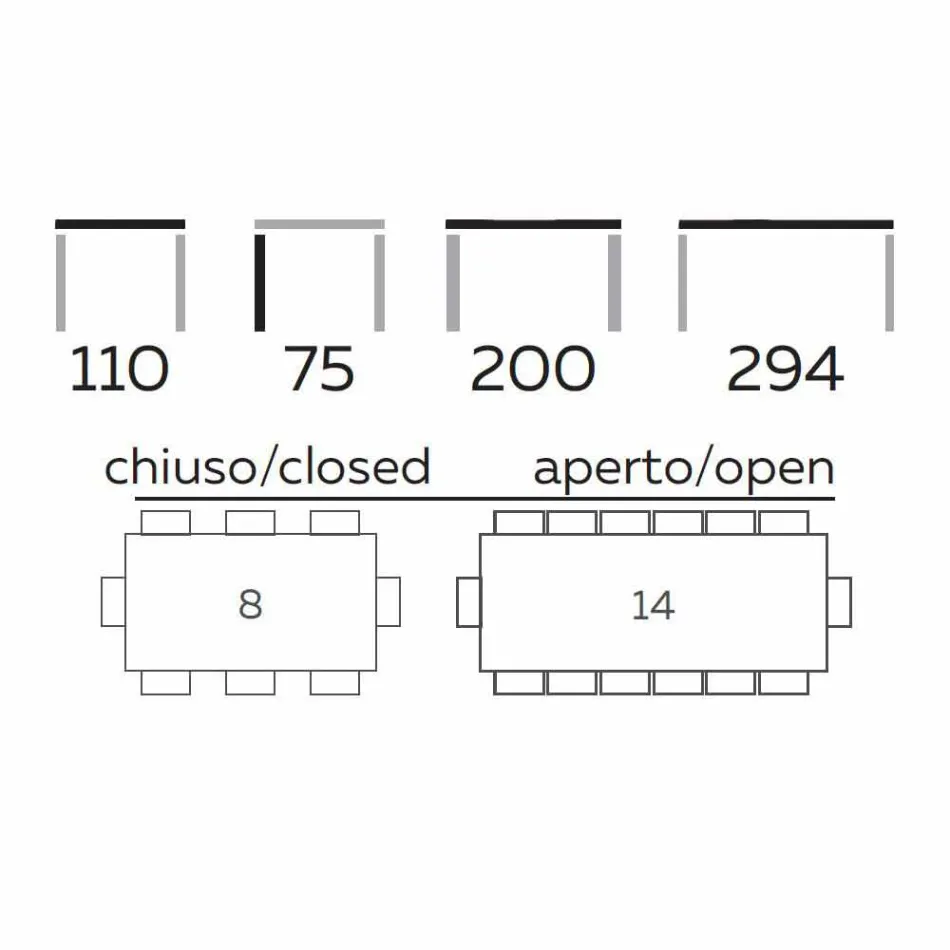 Stół rozkładany do 294 cm z gresu i metalu Made in Italy - Nuzzio Viadurini