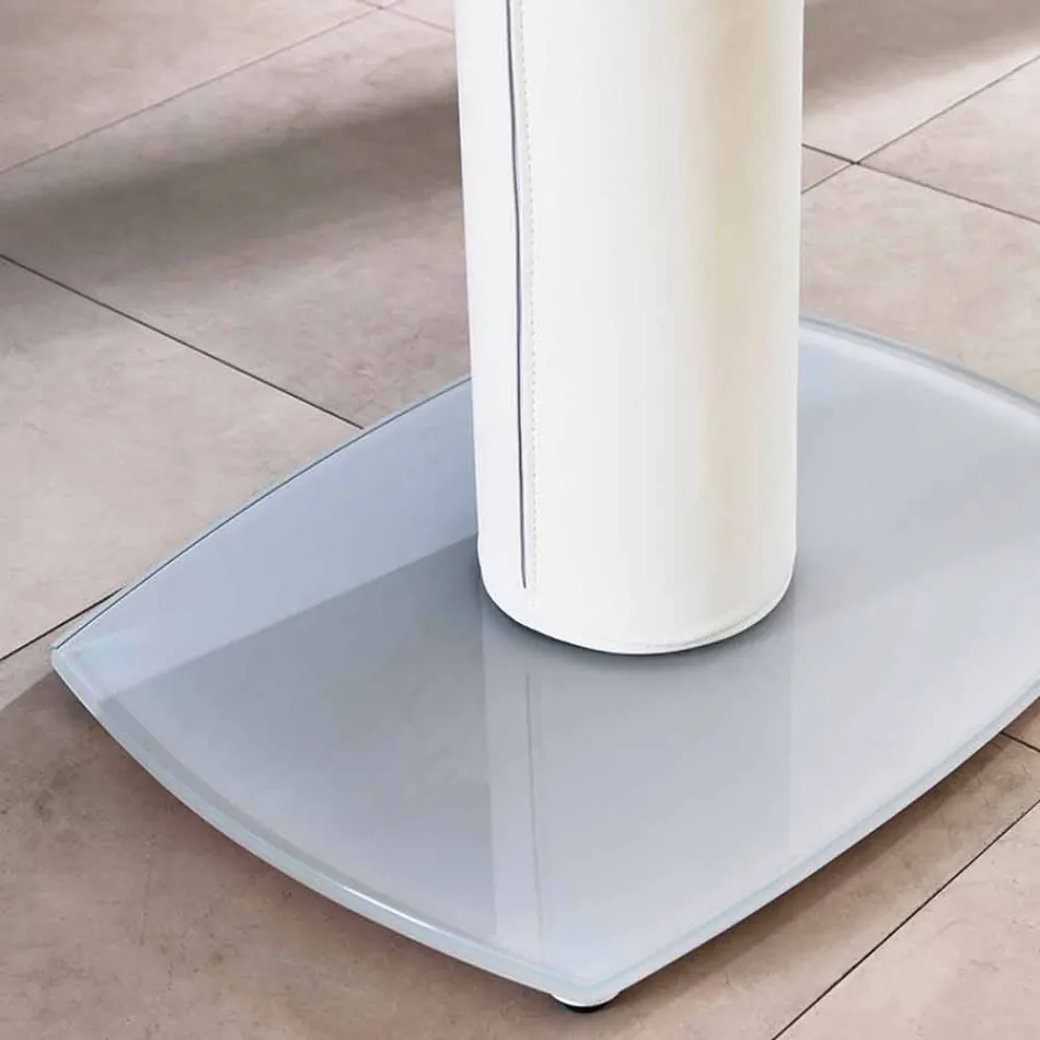 Wysuwany stół ze szkła i imitacji skóry, L120 / 180xP90cm, Lelia Viadurini