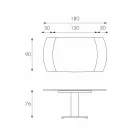 Wysuwany stół ze szkła i imitacji skóry, L120 / 180xP90cm, Lelia Viadurini