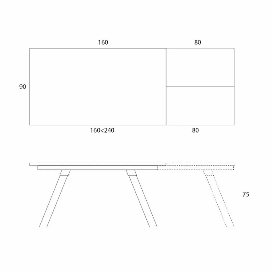 Wysuwany stół do jadalni Ceramiczny blat do 2,8 m Made in Italy - Paoluccio Viadurini
