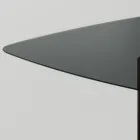 Stół do jadalni z kwadratowym szklanym blatem i drewnianą podstawą Made in Italy - Kuadro Viadurini