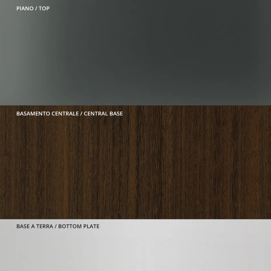 Stół do jadalni z kwadratowym szklanym blatem i drewnianą podstawą Made in Italy - Kuadro Viadurini