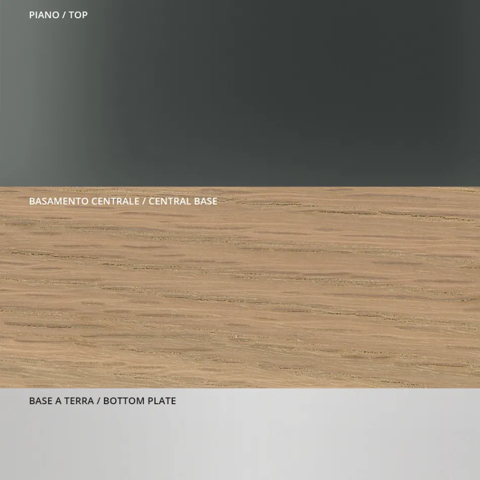 Stół do jadalni z kwadratowym szklanym blatem i drewnianą podstawą Made in Italy - Kuadro Viadurini