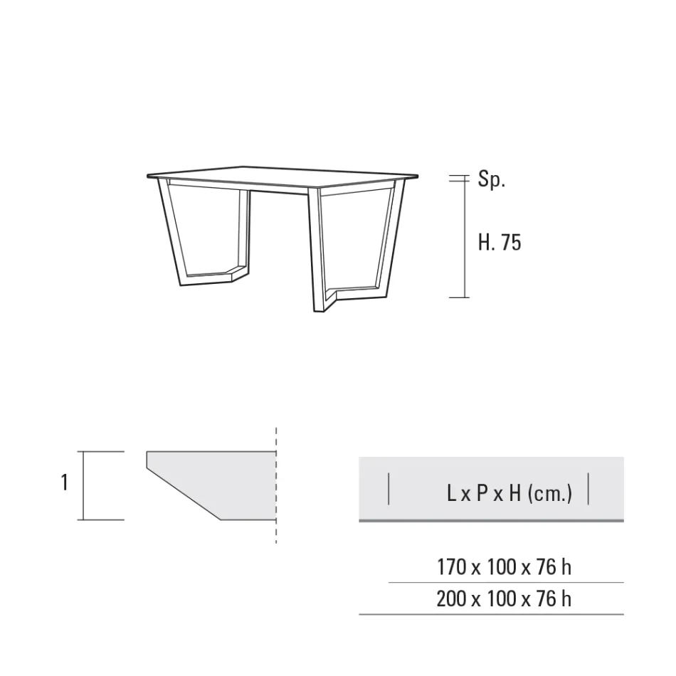 Naprawiono stół do jadalni z metalu i warstwowego Hpl Made in Italy - Bastiano Viadurini