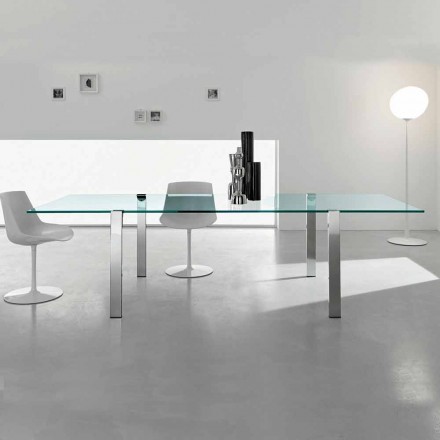 Stół do jadalni z przezroczystego szkła i metalu Różne kolory 5 rozmiarów - Aschio Viadurini
