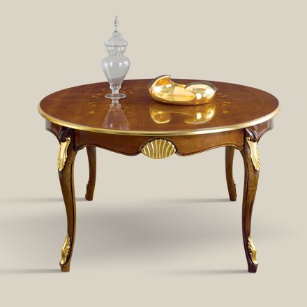 Okrągły rozkładany stół jadalny 240 cm z drewna Made in Italy - Baroque Viadurini