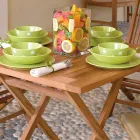 Kwadratowy Stół Ogrodowy 80x80 cm Wykonany z Teku - Amico Viadurini