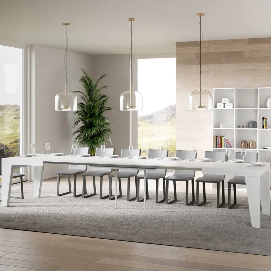 Kwadratowy stół rozkładany do 440 cm z drewna Made in Italy - Flower Viadurini