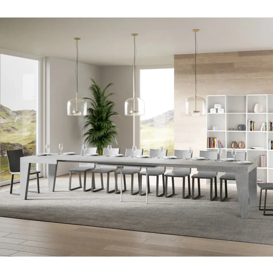 Kwadratowy stół rozkładany do 440 cm z drewna Made in Italy - Flower Viadurini