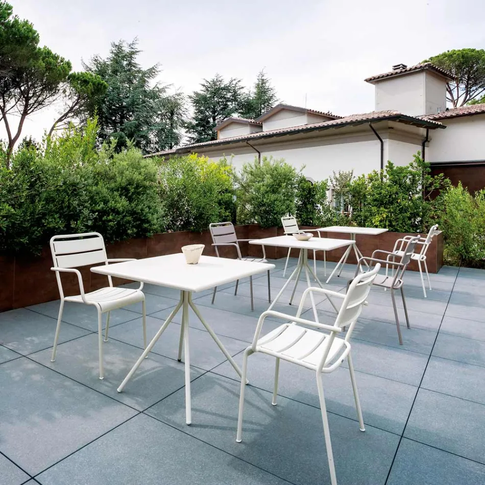 Kwadratowy stół zewnętrzny ze stali ocynkowanej Made in Italy - Ralph Viadurini