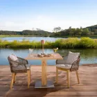 Kwadratowy stół ogrodowy z drewna tekowego i metalu - Marie Viadurini