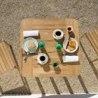 Kwadratowy stół ogrodowy z drewna tekowego Made in Italy - Liberato Viadurini