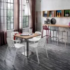 Kwadratowy stół z satynowej stali nierdzewnej HPL Made in Italy - soczewka Viadurini