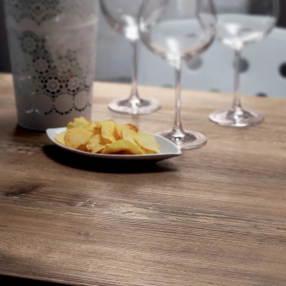 Kwadratowy stół z satynowej stali nierdzewnej HPL Made in Italy - soczewka Viadurini