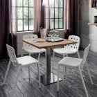 Kwadratowy stół z satynowej stali nierdzewnej HPL Made in Italy - soczewka Viadurini