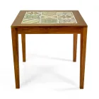 Kwadratowy stolik z drewna akacjowego i ceramicznym blatem - Techniczne Viadurini