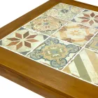 Kwadratowy stolik z drewna akacjowego i ceramicznym blatem - Techniczne Viadurini