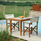 Kwadratowy stolik z drewna akacjowego i ceramicznym blatem - Techniczne Viadurini