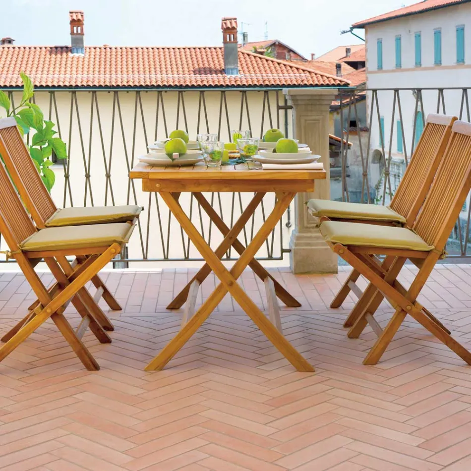 Prostokątny stół ogrodowy 120x70 cm Wykonany z drewna tekowego - Alba Viadurini