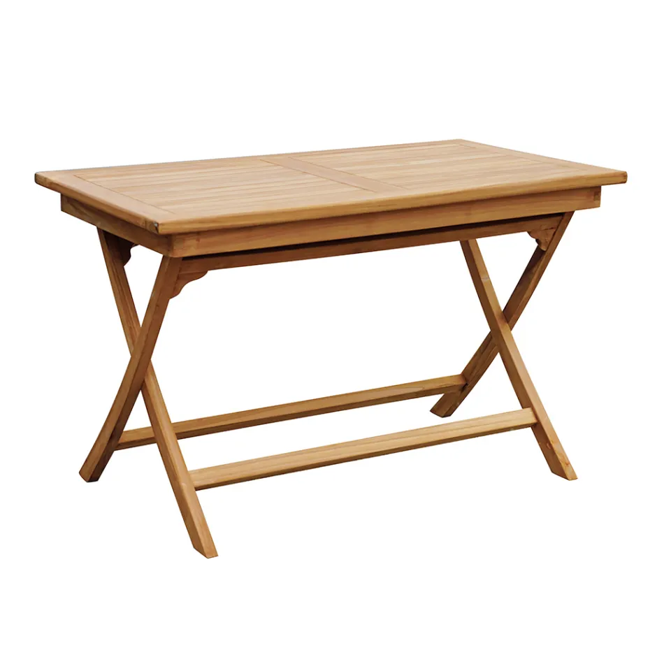 Prostokątny stół ogrodowy 120x70 cm Wykonany z drewna tekowego - Alba Viadurini