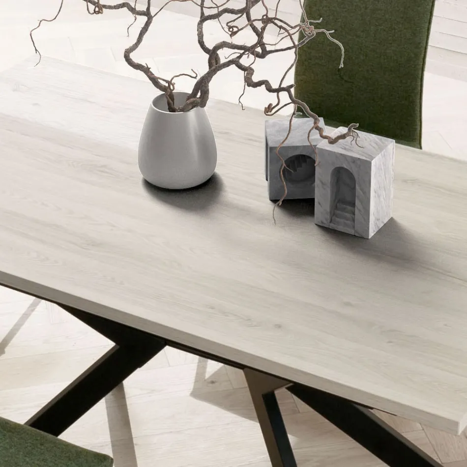 Stół prostokątny rozkładany do 260 lub 300 cm z HPL i metalu - Charmy Viadurini