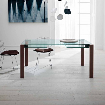 Rozkładany prostokątny stół z przezroczystego szkła Made in Italy - Sopot Viadurini