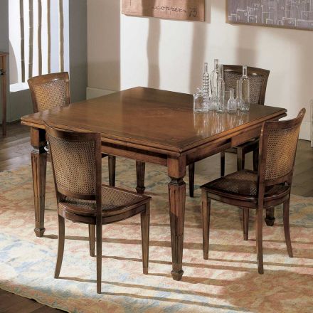 Prostokątny stół z 6 drewnianymi krzesłami Made in Italy - Angelite Viadurini