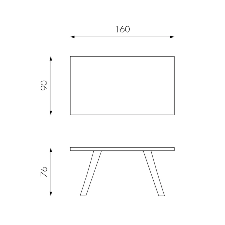Stół prostokątny z blatem z forniru dębowego i aluminiową podstawą - Logan Viadurini