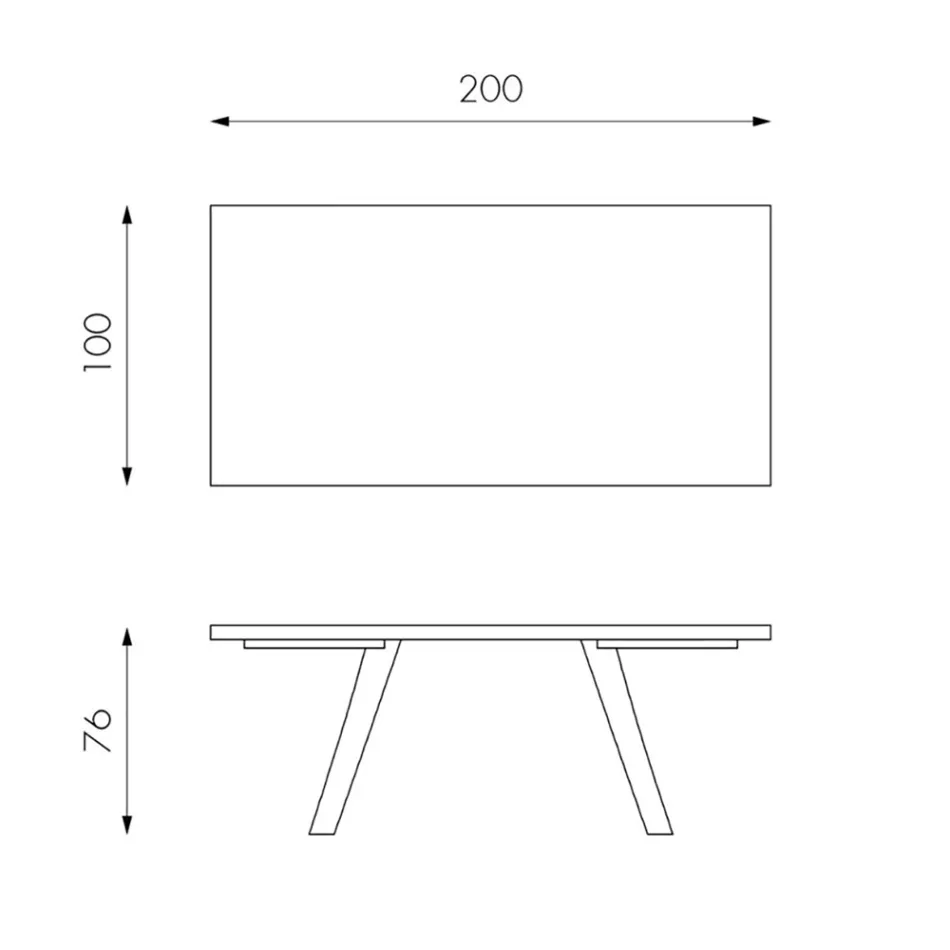 Stół prostokątny z blatem z forniru dębowego i aluminiową podstawą - Logan Viadurini