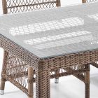 Prostokątny stół ogrodowy z polirattanu i szkła - Gigi Viadurini