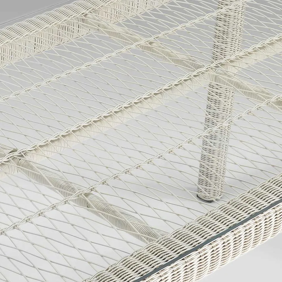 Prostokątny stół ogrodowy z polirattanu i szkła - Gigi Viadurini