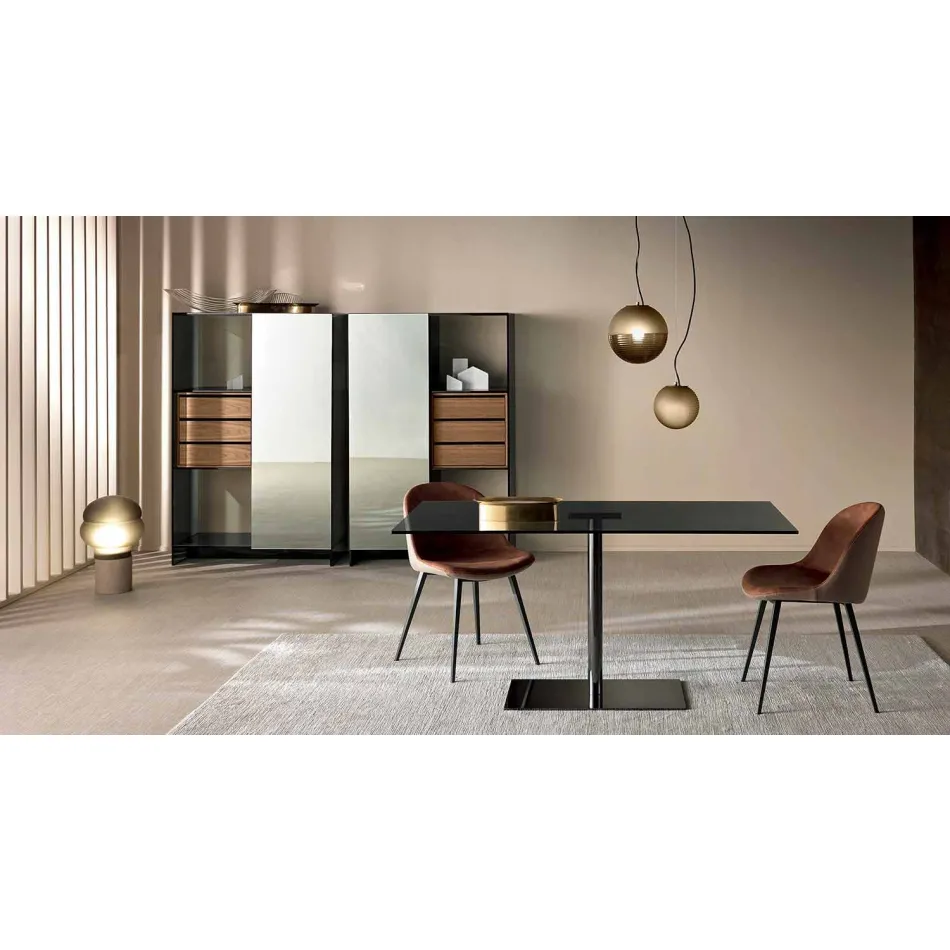 Nowoczesny prostokątny stół w wędzonym lub ultralekkim szkle Made in Italy - Dolce Viadurini