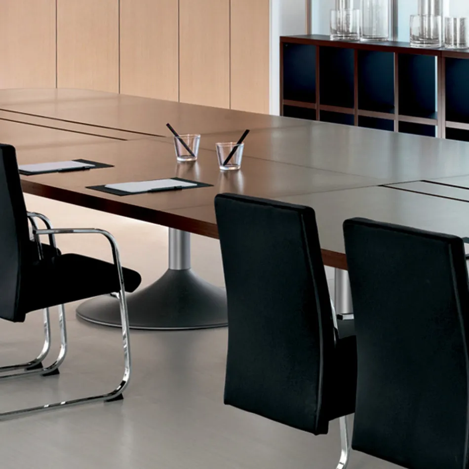 Stół konferencyjny z melaminy w kształcie ciemnego dębu - Gaelle Viadurini