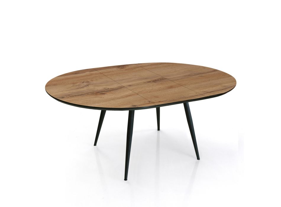 Okrągły stół z możliwością rozłożenia do 150 cm Wykończenie jasnego orzecha - Capone Viadurini