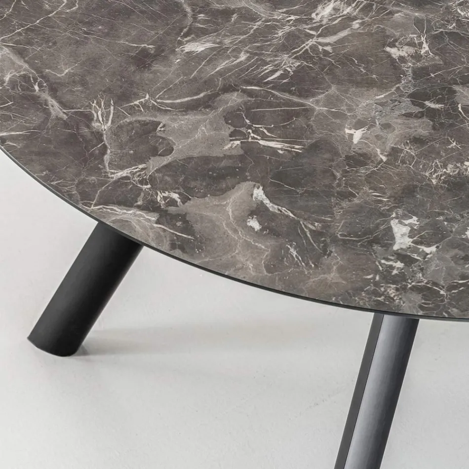 Stół okrągły rozkładany do 170 cm z laminatu HPL - Convivio Viadurini