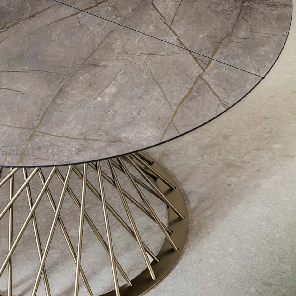 Okrągły stół rozkładany do 170 cm z metalu i HPL - Sorriso Viadurini