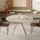 Rozkładany okrągły stół z kamienia spiekanego z efektem marmuru - Portico Viadurini