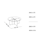 Okrągły Stół z wyjątkowo przezroczystym szklanym blatem i podstawą w kolorze szampana - Piacere Viadurini