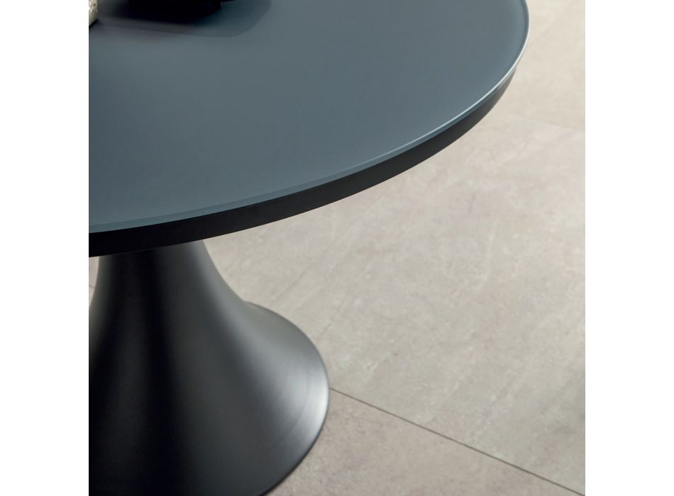 Okrągły stół zewnętrzny z malowanego proszkowo aluminium i szkła - Arcade Viadurini
