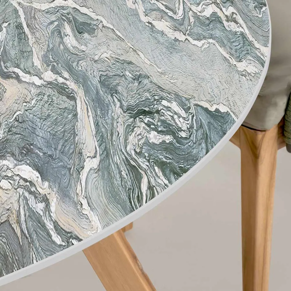 Okrągły stół ogrodowy z kultowej ceramiki Ciprus Made in Italy - Pegaso Viadurini